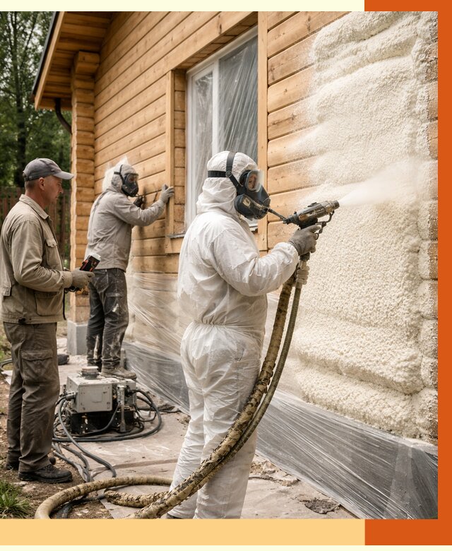 Утепление дома из бруса ППУ в Пятигорске от 3955 руб/м2 под ключ | ТепломастерПтг