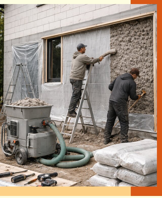 Утепление дома из газобетона эковатой в Пятигорске от 4623 руб./м2 | ТепломастерПтг